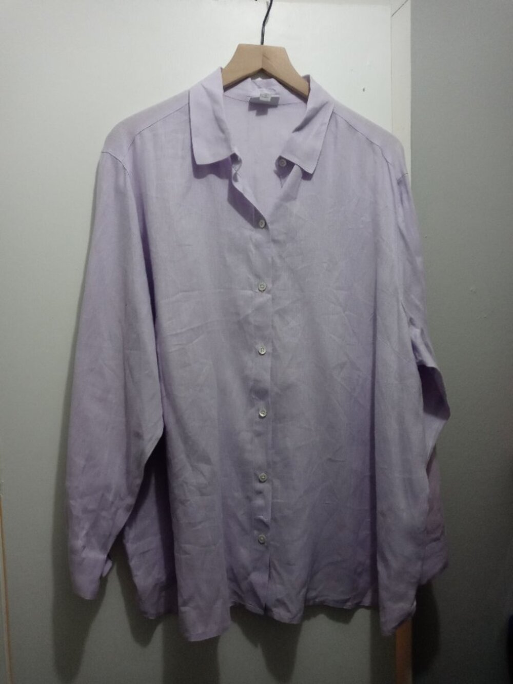 J. JILL plus love linen button down shirt in lavender (2X)
